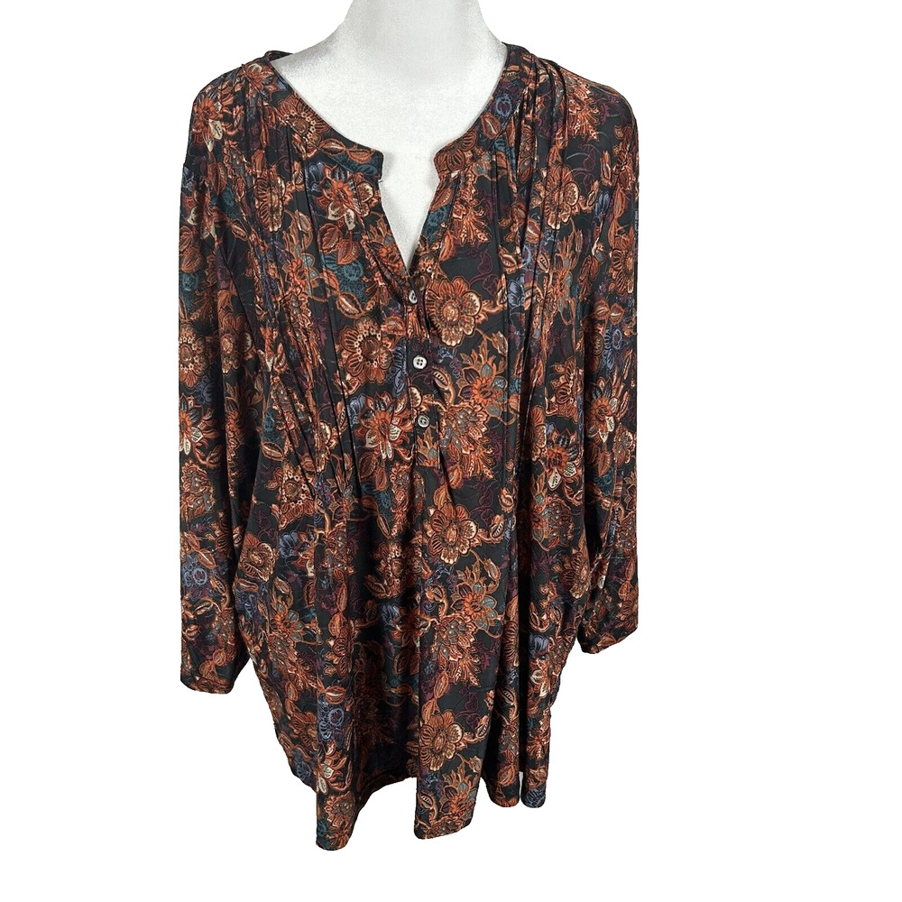 Napa Valley Women Multicolor 3/4 Sleeve Blouse Top Shirt Size 1X Estimate *